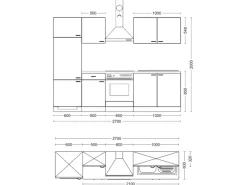 Flex-Well Exclusiv Küchenzeile Lund 270 cm Lichtgrau glänzend-Rauchgrau< Herde|Kühlschränke