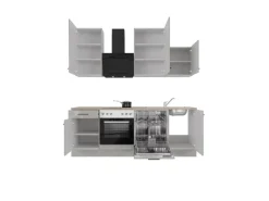 Flex-Well Exclusiv Einbauküchen<Küchenzeile 1701-017 Lund 220 cm Lichtgrau glänzend-Rauchgrau