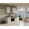 Flex-Well Exclusiv Küchenzeile Joelina 220 cm Weiß matt - Beton Grau< Einbauküchen