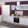 Flex-Well Exclusiv Küchenzeile Valero 300 cm Hochglanz Weiß-Sonoma Eiche< Kühlschränke|Küchenschränke
