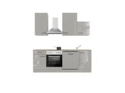 Flex-Well Exclusiv Einbauküchen<Küchenzeile 1701-016 Lund 220 cm Lichtgrau glänzend-Rauchgrau