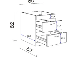 Flex-Well Exclusiv Kochstellenschrank Lara 60cm ohne Arbeitsplatte Anthra. -< Küchenschränke