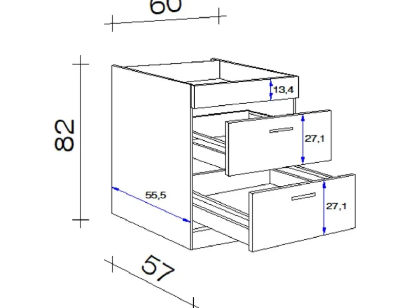 Flex-Well Exclusiv Kochstellenschrank Lara 60cm ohne Arbeitsplatte Anthra. -< Küchenschränke