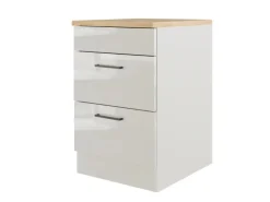 Flex-Well Exclusiv Kochstellenunterschrank Lund 60cm Lichtgrau glanz-Rauchgrau< Kochfelder|Küchenschränke