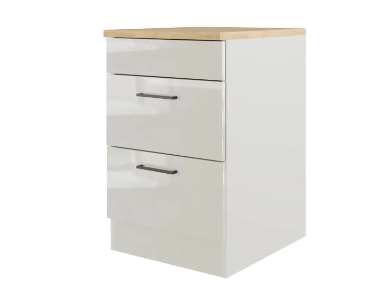 Flex-Well Exclusiv Kochstellenunterschrank Lund 60cm Lichtgrau glanz-Rauchgrau< Kochfelder|Küchenschränke