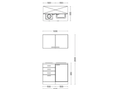 Best Flex-Well Exclusiv Miniküche Lund 100 cm Lichtgrau glänzend-Rauchgrau