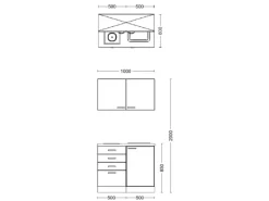 Flex-Well Exclusiv Miniküche Cara 100 cm Schilfgrün matt - Artisan Eiche< Single-Küchen|Pantryküchen