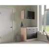 Flex-Well Exclusiv Miniküchen|Kühlschränke<Miniküche Lara 100 cm Anthrazit - San Remo Eiche