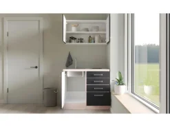 Flex-Well Exclusiv Miniküchen|Kühlschränke<Miniküche Lara 100 cm Anthrazit - San Remo Eiche