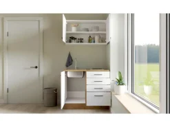 Flex-Well Exclusiv Miniküche Vintea 100 cm Magnolia matt - Lancelot Oak< Miniküchen|Kochfelder