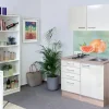 Flex-Well Exclusiv Single-Küchen|Pantryküchen<Miniküche Orlando 100 cm Kaschmir Glanz-Sonoma Eiche