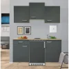 Flex-Well Exclusiv Singleküche Morena 150 cm Basaltgrau matt-San Remo Eiche hell< Single-Küchen|Pantryküchen