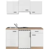 Flex-Well Exclusiv Singleküche Valero 150 cm Hochglanz Weiß - Sonoma Eiche< Single-Küchen|Kühlschränke