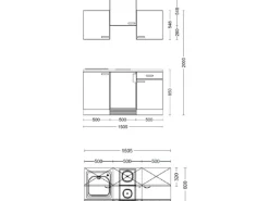 Flex-Well Exclusiv Single-Küchen|Pantryküchen<Singleküche Cara 150 cm Schilfgrün matt - Artisan Eiche
