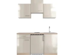 Flex-Well Exclusiv Singleküche Orlando 150 cm Kaschmir Glanz - Sonoma Eiche< Single-Küchen|Kühlschränke