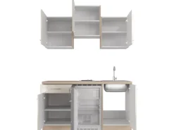 Flex-Well Exclusiv Singleküche Orlando 150 cm Kaschmir Glanz - Sonoma Eiche< Single-Küchen|Kühlschränke