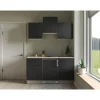Sale Flex-Well Exclusiv Singleküche Capri 150 cm Schwarz Matt-Endgrain Oak
