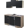 Flex-Well Exclusiv Singleküche Lara 150 cm Anthrazit - San Remo Eiche< Single-Küchen|Kochfelder