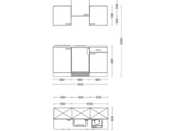 Flex-Well Exclusiv Singleküche Lara 150 cm Anthrazit - San Remo Eiche< Single-Küchen|Kochfelder