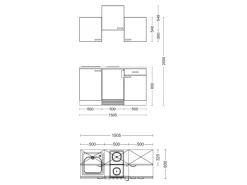 Flex-Well Exclusiv Single-Küchen|Kühlschränke<Singleküche Lund 150 cm Lichtgrau glänzend-Rauchgrau