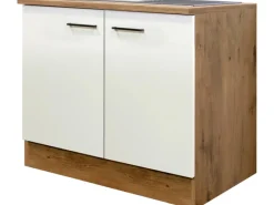 Flex-Well Exclusiv Küchenschränke<Spülenunterschrank Vintea 100 cm Magnolie matt - Lancelot Oak