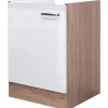 Flex-Well Exclusiv Spülenunterschrank Valero 50cm Hochglanz Weiß-Sonoma Eiche< Pantryküchen|Einbauküchen