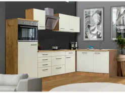 Clearance Flex-Well Exclusiv Winkelküche Vintea 280x170 cm Magnolia-Lancelot Oak