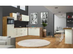Clearance Flex-Well Exclusiv Winkelküche Vintea 280x170 cm Magnolia-Lancelot Oak