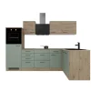 Flex-Well Exclusiv Winkelküchen|Kühlschränke<Winkelküche Cara 280 x 170 cm Schilfgrün matt - Artisan Eiche