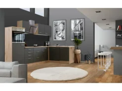 Outlet Flex-Well Exclusiv Winkelküche Morena 280x170 cm Basaltgrau Matt-San Remo Eiche