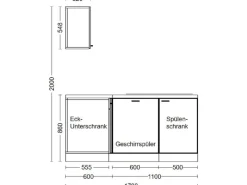 Discount Flex-Well Exclusiv Winkelküche Capri 280 x 170 cm Schwarz Matt-Endgrain Oak