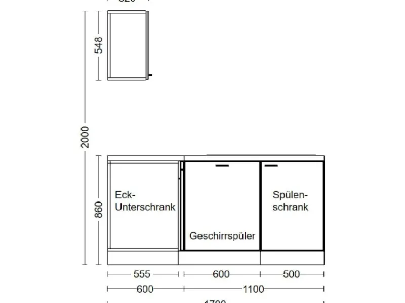 Discount Flex-Well Exclusiv Winkelküche Capri 280 x 170 cm Schwarz Matt-Endgrain Oak