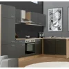 Flex-Well Exclusiv Winkelküchen|Einbauküchen<Winkelküche Morena 280x170 cm Basaltgrau matt-San Remo Eiche