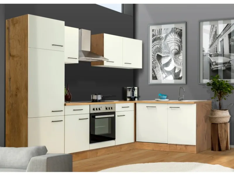Flex-Well Exclusiv Winkelküche Vintea 280x170 cm Magnolia-Lancelot Oak< Winkelküchen|Einbauküchen