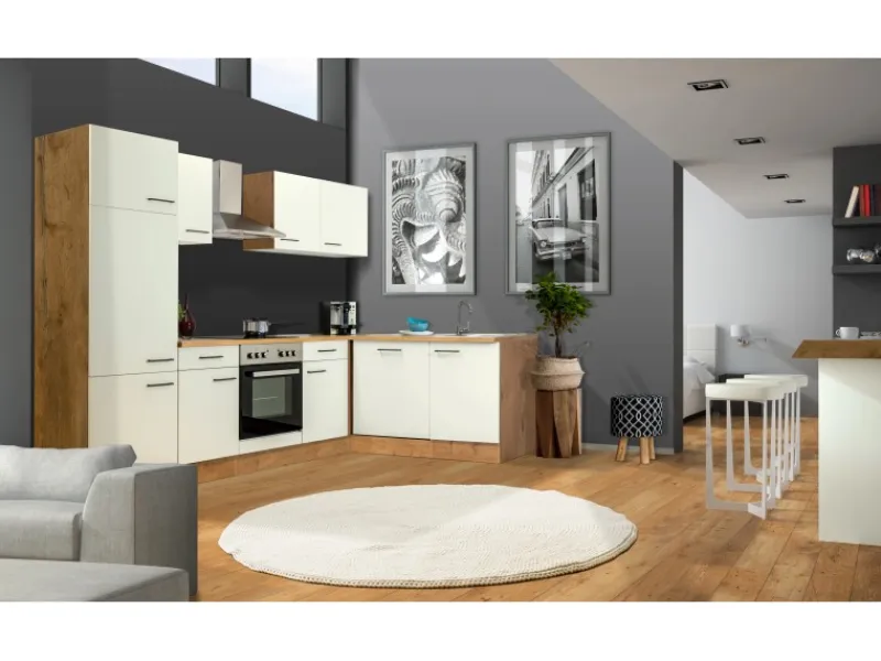 Flex-Well Exclusiv Winkelküche Vintea 280x170 cm Magnolia-Lancelot Oak< Winkelküchen|Einbauküchen