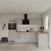 Flex-Well Exclusiv Winkelküche Lund 280 x 170 cm Lichtgrau glänzend-Rauchgrau< Winkelküchen|Einbauküchen