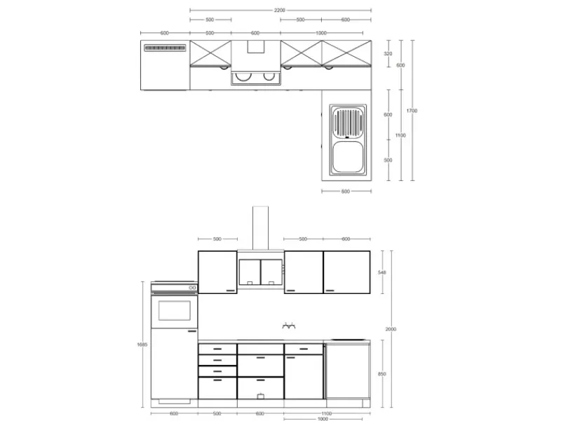 Flex-Well Exclusiv Winkelküche Lund 280 x 170 cm Lichtgrau glänzend-Rauchgrau< Winkelküchen|Einbauküchen