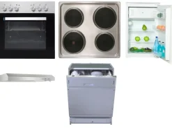 Flex-Well Küchengeräte-Set 3 Herd Kühlschrank Geschirrspüler + Dunstabzugshaube< Backöfen|Herde
