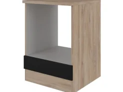 Flex-Well Exclusiv Küchenschränke|Einbauküchen<Flex-Well Küchen-Herdumbauschrank Capri 60 cm Schwarz Matt-Endgrain Oak