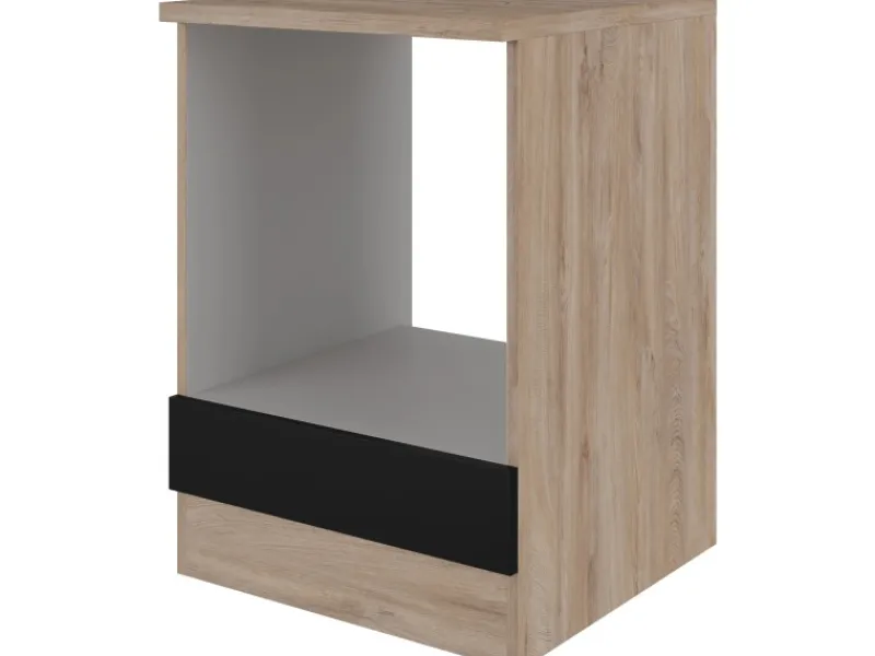 Flex-Well Exclusiv Küchenschränke|Einbauküchen<Flex-Well Küchen-Herdumbauschrank Capri 60 cm Schwarz Matt-Endgrain Oak