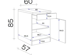 Best Flex-Well Classic Flex-Well Küchen-Unterschrank mit Arbeitsplatte Lucca 60 cm