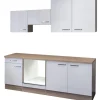 New Flex-Well Exclusiv Flex-Well Küchenzeile 210 cm ohne E-Geräte Valero Hochglanz Weiß - Sonoma Eiche
