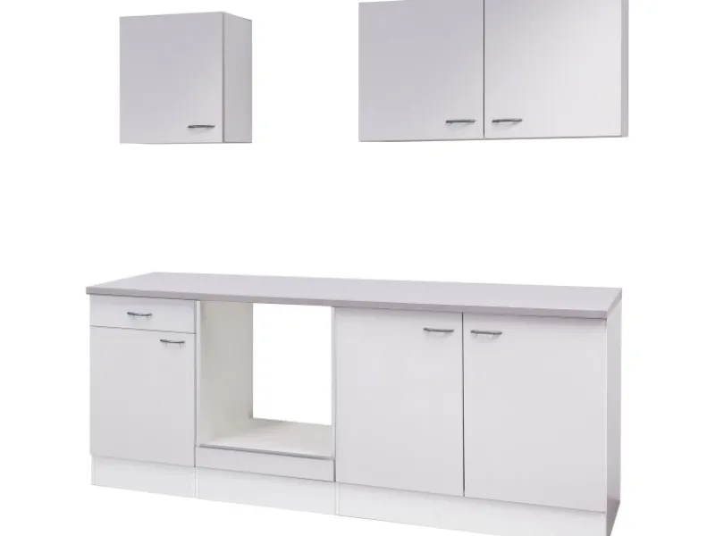 Flex-Well Classic Flex-Well Küchenzeile 210 cm ohne E-Geräte Wito Weiß< Einbauküchen|Küchenschränke