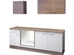 Flex-Well Classic Flex-Well Küchenzeile 210 cm ohne E-Geräte Florida Weiß - Sonoma Eiche< Einbauküchen|Küchenschränke