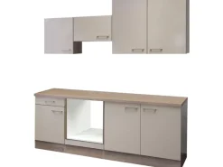 Flex-Well Exclusiv Flex-Well Küchenzeile 210 cm ohne E-Geräte Orlando Kaschmir Glanz - Sonoma Eiche
