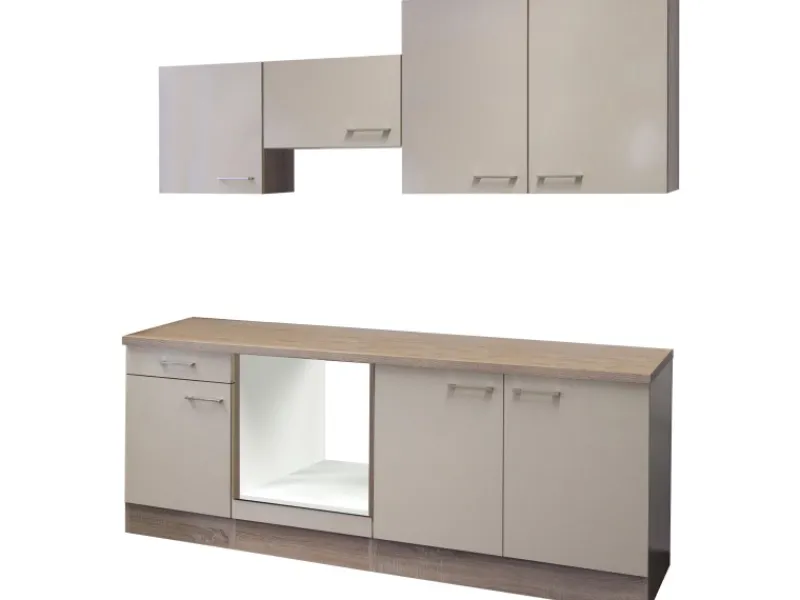 Flex-Well Exclusiv Flex-Well Küchenzeile 210 cm ohne E-Geräte Orlando Kaschmir Glanz - Sonoma Eiche