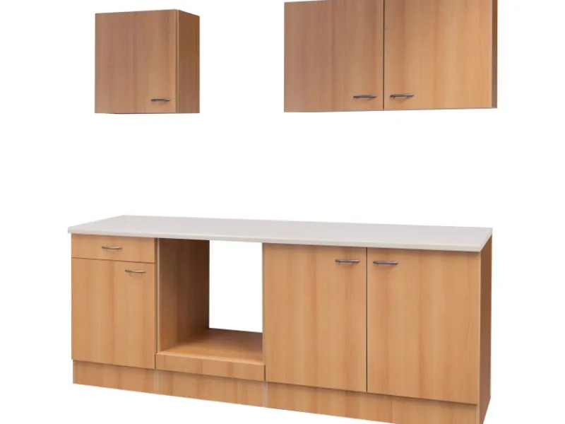 Flex-Well Classic Einbauküchen|Küchenschränke<Flex-Well Küchenzeile 210 cm ohne E-Geräte Nano Buche