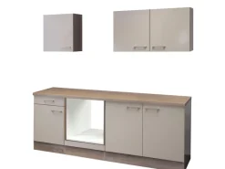 Flex-Well Exclusiv Flex-Well Küchenzeile 210 cm ohne E-Geräte Orlando Kaschmir Glanz - Sonoma Eiche< Einbauküchen|Küchenschränke