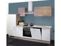 Flex-Well Classic Flex-Well Küchenzeile Florida 280 cm Weiß Matt - Sonoma Eiche< Einbauküchen|Küchenschränke