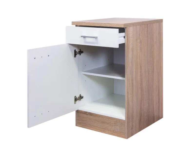 Flex-Well Classic Flex-Well Küchenzeile Florida 280 cm Weiß Matt - Sonoma Eiche< Einbauküchen|Küchenschränke